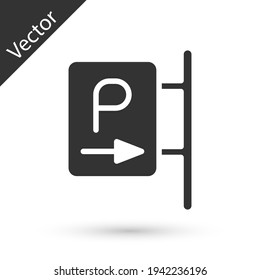 Grey Parking icon isolated on white background. Street road sign. Vector