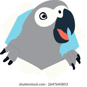 Grey Parrot Breaks Through Paper