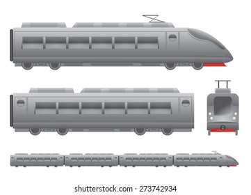 Grey Passenger train Isolated vector illustration