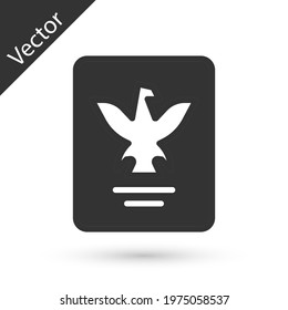 Grey Passport with biometric data icon isolated on white background. Identification Document.  Vector