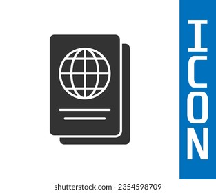 Grey Passport with biometric data icon isolated on white background. Identification Document.  Vector Illustration