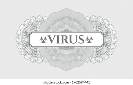 Grey passport emblem. Vector Illustration. Detailed with text Virus inside