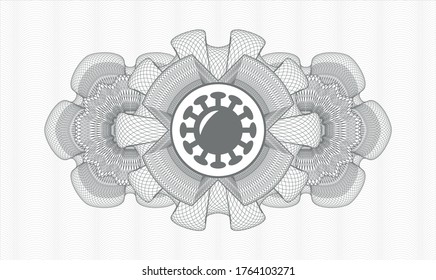Grey passport emblem. Vector Illustration. Detailed with coronavirus icon inside