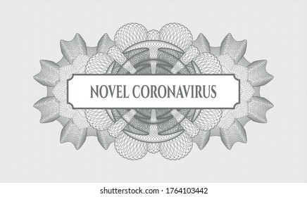 Grey passport emblem. Vector Illustration. Detailed with text Novel Coronavirus inside