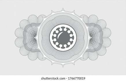 Grey passport emblem. Vector Illustration. Detailed with coronavirus icon inside