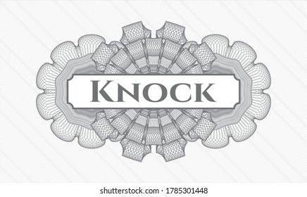 Grey passport emblem. Vector Illustration. Detailed with text Knock inside