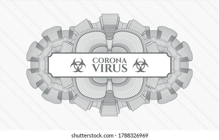Emblema gris del pasaporte. Ilustración vectorial. Detallado con el texto Coronavirus dentro