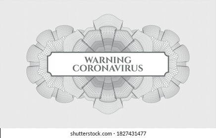 Grey passport emblem. Vector Illustration. Detailed with text Warning Coronavirus inside