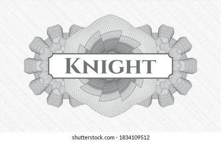 Grey passport emblem. Vector Illustration. Detailed with text Knight inside