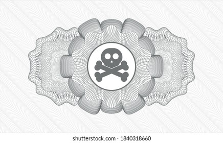 Grey passport emblem. Vector Illustration. Detailed with crossbones icon inside