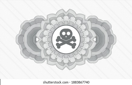 Grey passport emblem. Vector Illustration. Detailed with crossbones icon inside