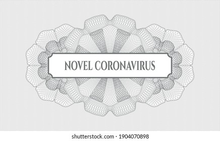 Grey passport emblem. Vector Illustration. Detailed with text Novel Coronavirus inside