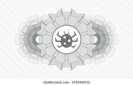 Grey passport emblem. Vector Illustration. Detailed with bug icon inside