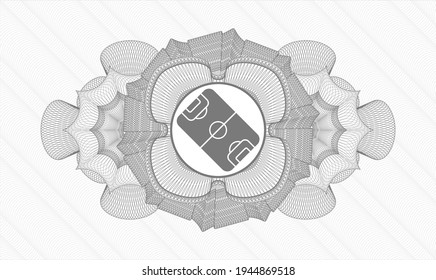 Grey passport emblem. Vector Illustration. Detailed with football field icon inside