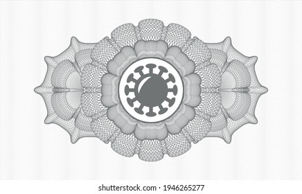 Grey passport emblem. Vector Illustration. Detailed with coronavirus icon inside