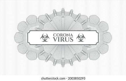 Emblema gris del pasaporte. Ilustración vectorial. Detallado con el texto Coronavirus dentro