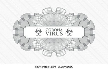 Grey passport emblem. Vector Illustration. Detailed with text Coronavirus inside