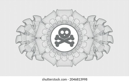 Grey passport emblem. Vector Illustration. Detailed with crossbones icon inside
