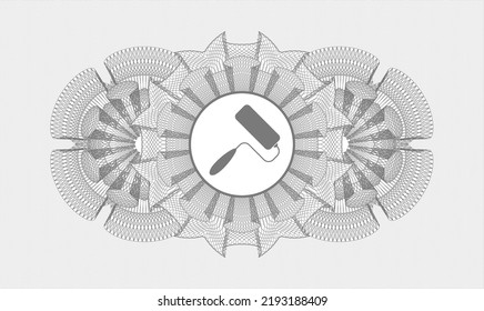 Grey passport emblem. Vector Illustration. Detailed with roller brush icon inside