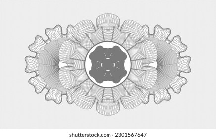 Grey passport emblem. Vector Illustration. Detailed with four leaf clover icon inside