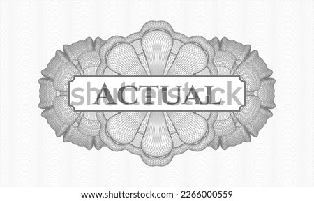 Grey passport emblem. Vector Illustration. Detailed with text Actual inside