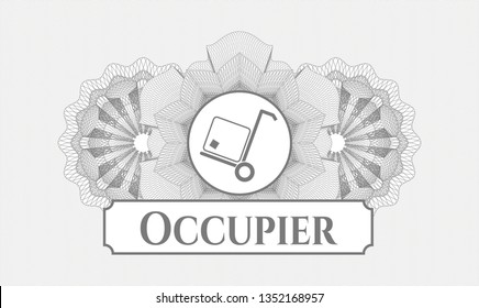 Grey passport money rosette with cargo icon and Occupier text inside