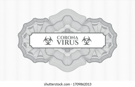 Grey passport money rosette. Vector Illustration. Detailed with text Coronavirus inside