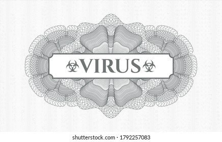 Rosette con dinero del pasaporte gris. Ilustración vectorial. Detallado con el virus de texto dentro