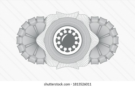 Grey passport money rosette. Vector Illustration. Detailed with coronavirus icon inside