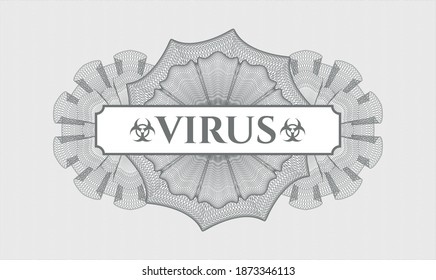 Rosette con dinero del pasaporte gris. Ilustración vectorial. Detallado con el virus de texto dentro