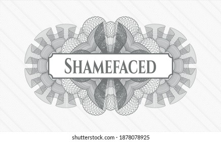 Grey passport money rosette. Vector Illustration. Detailed with text Shamefaced inside