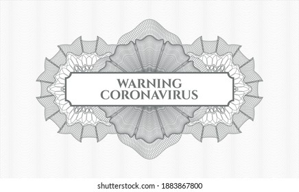 Rosette con dinero del pasaporte gris. Ilustración vectorial. Detallado con texto Advertencia Coronavirus dentro