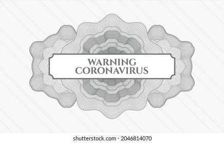 Rosette con dinero del pasaporte gris. Ilustración vectorial. Detallado con texto Advertencia Coronavirus dentro