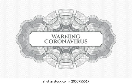Rosette con dinero del pasaporte gris. Ilustración vectorial. Detallado con texto Advertencia Coronavirus dentro