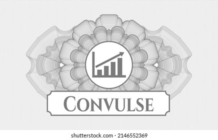 Grey Passport Money Rosette. Vector Illustration. Detailed With Growth Chart Icon And Convulse Text Inside