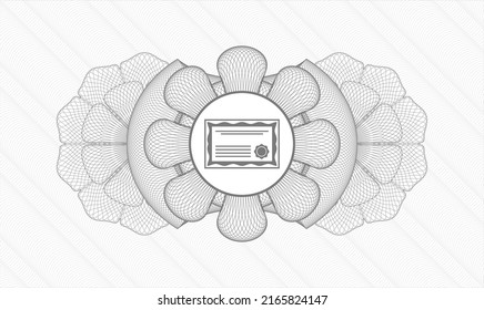 Grey passport money rosette. Vector Illustration. Detailed with certificate icon inside