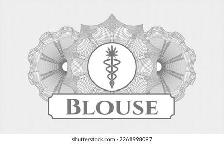 Grey passport money rosette. Vector Illustration. Detailed with medical marijuana icon and Blouse text inside