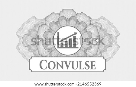 Grey passport money rosette. Vector Illustration. Detailed with growth chart icon and Convulse text inside