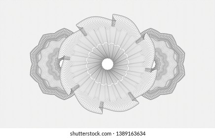 Grey passport money style rosette. Vector Illustration. Detailed.