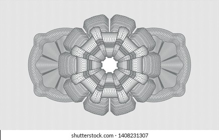 Grey passport money style rosette. Vector Illustration. Detailed.