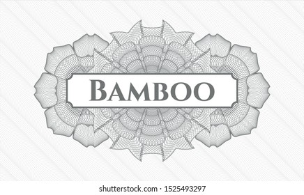 Grey passport money style rosette with text Bamboo inside