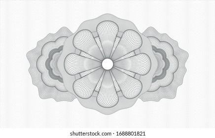 Grey passport money style rosette. Vector Illustration. Detailed.