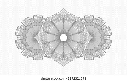 Grey passport money style rosette. Vector Illustration. Detailed 