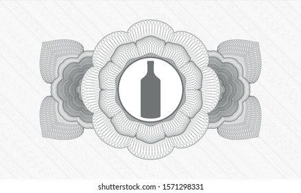 Grey passport rosette with bottle icon inside