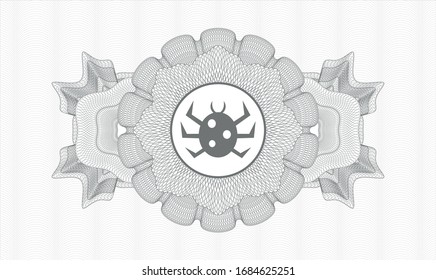 Grey passport rosette with bug icon inside