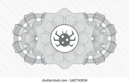 Grey passport rosette with bug icon inside
