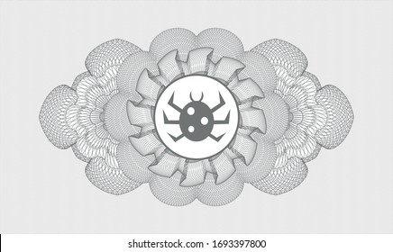 Grey passport rosette with bug icon inside