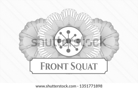 Grey passport rosette with business network icon and Front Squat text inside