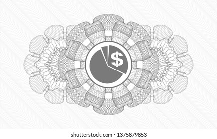 Grey passport rosette with chart icon inside
