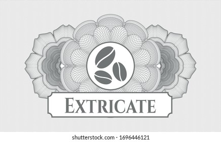 Rosette de pasaportes grises con icono de grano de café y Extraer texto dentro